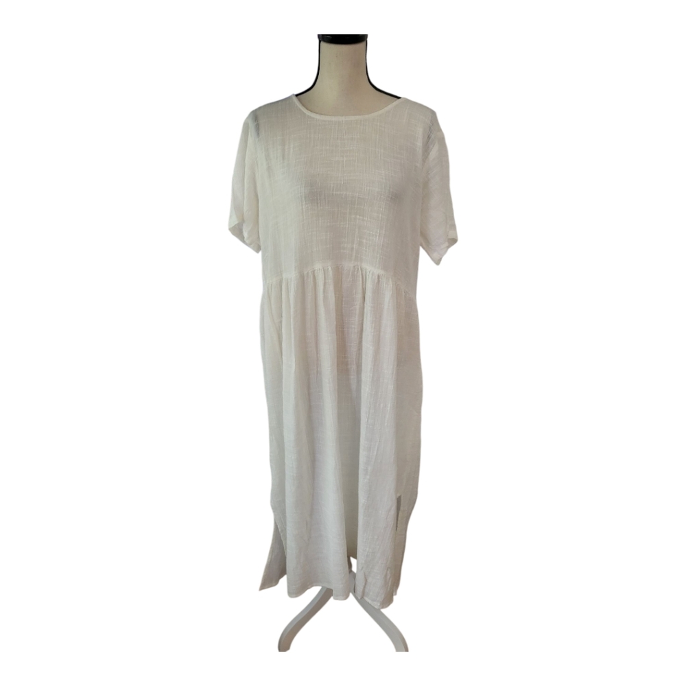 💕Free‎ Love 100% Cotton Boho Cover Up Dress Free Size New White